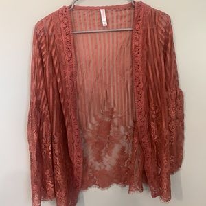 Rose gold lace kimono
